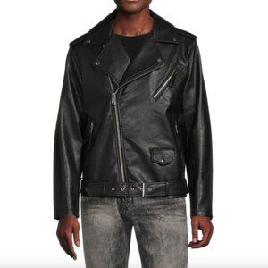 NWT Robert Graham Vegan Leather Racing Jacket XL Black